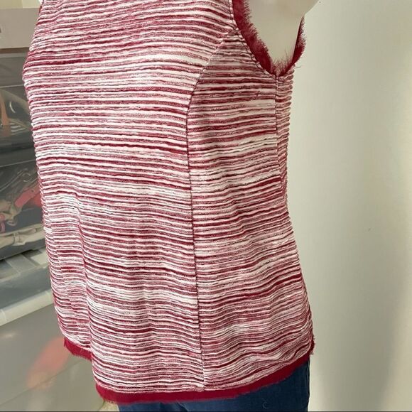 ANTHROPOLOGIE VANESSAVIRGINIA MERLOT‎ STRIPE KNIT SLEEVELESS FRINGED TANK SZ S - Picture 5 of 11